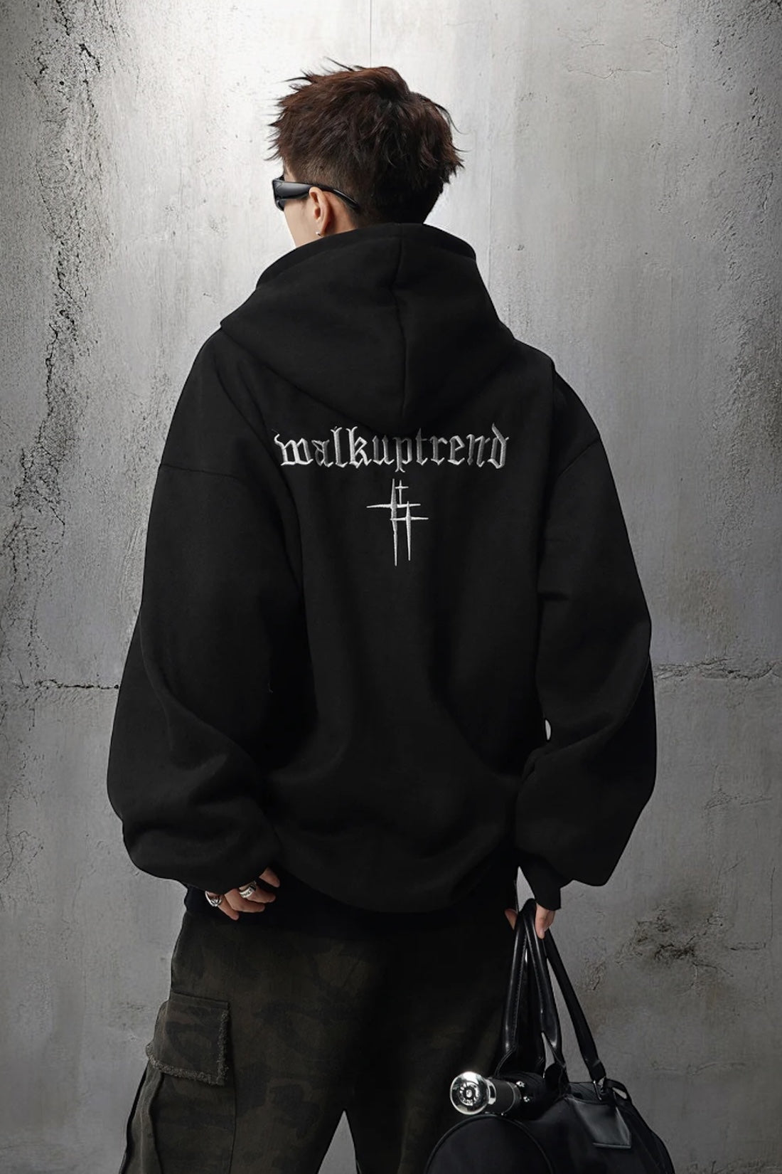 【評価★4.8以上／Tops】Minimal Cross Logo Oversized Hoodie mry001916