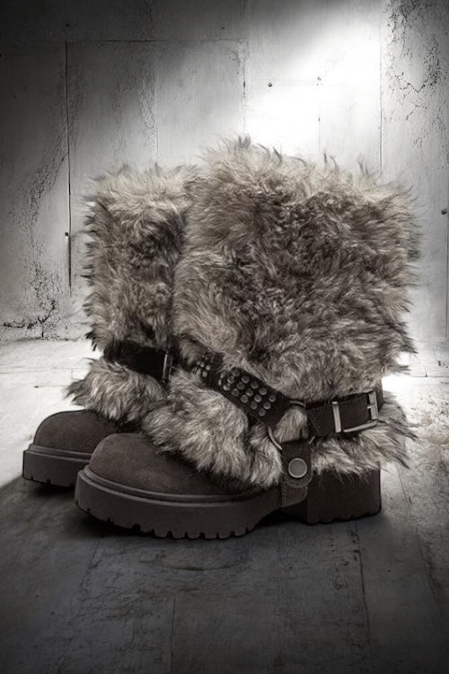 Faux Fur Buckle Boots mry002006