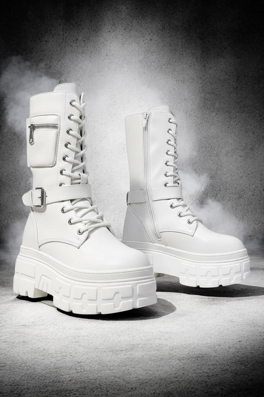 【2color】Utility Pocket Platform Combat Boots mry001670