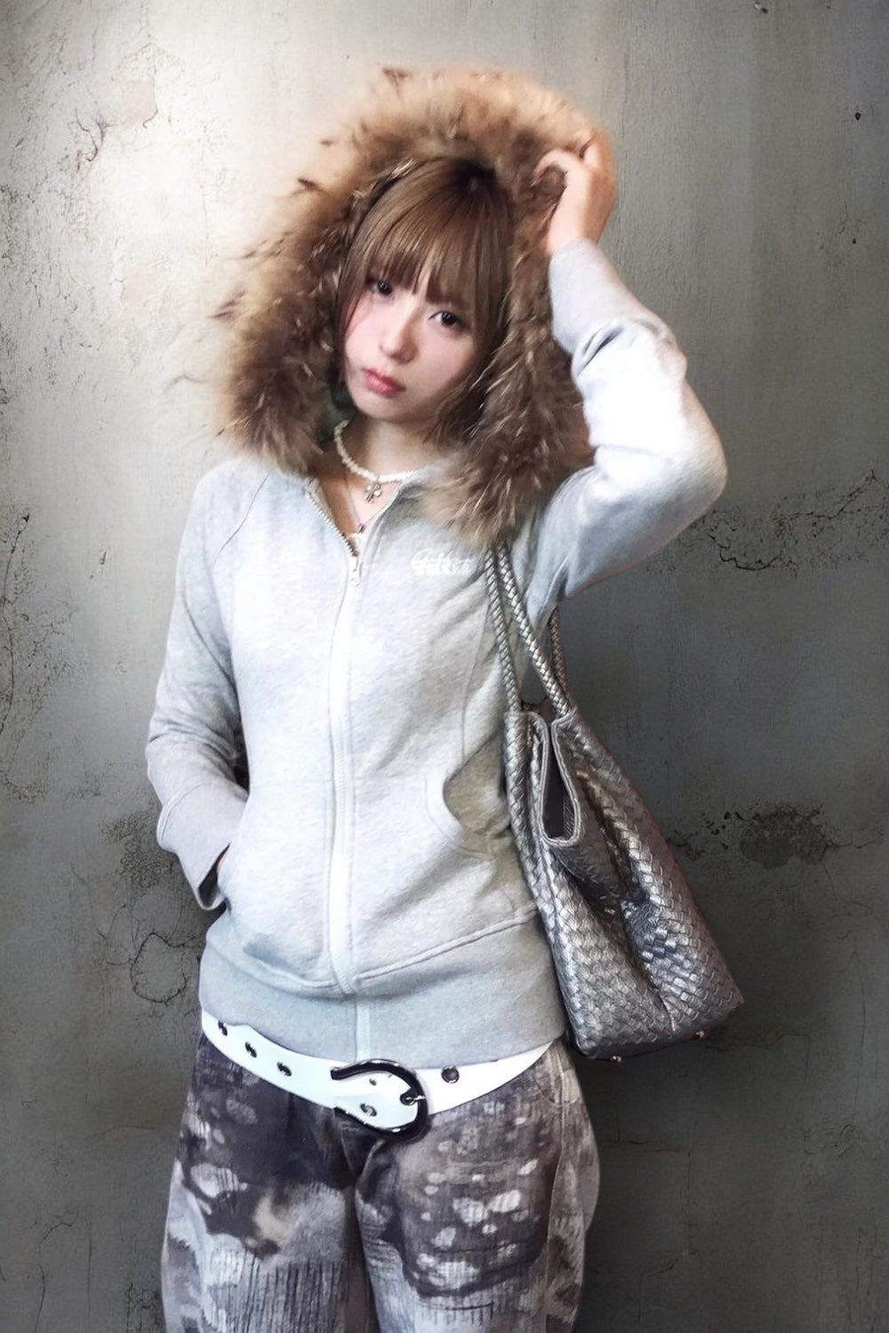 Slim Fit Fur Hoodie mry002231