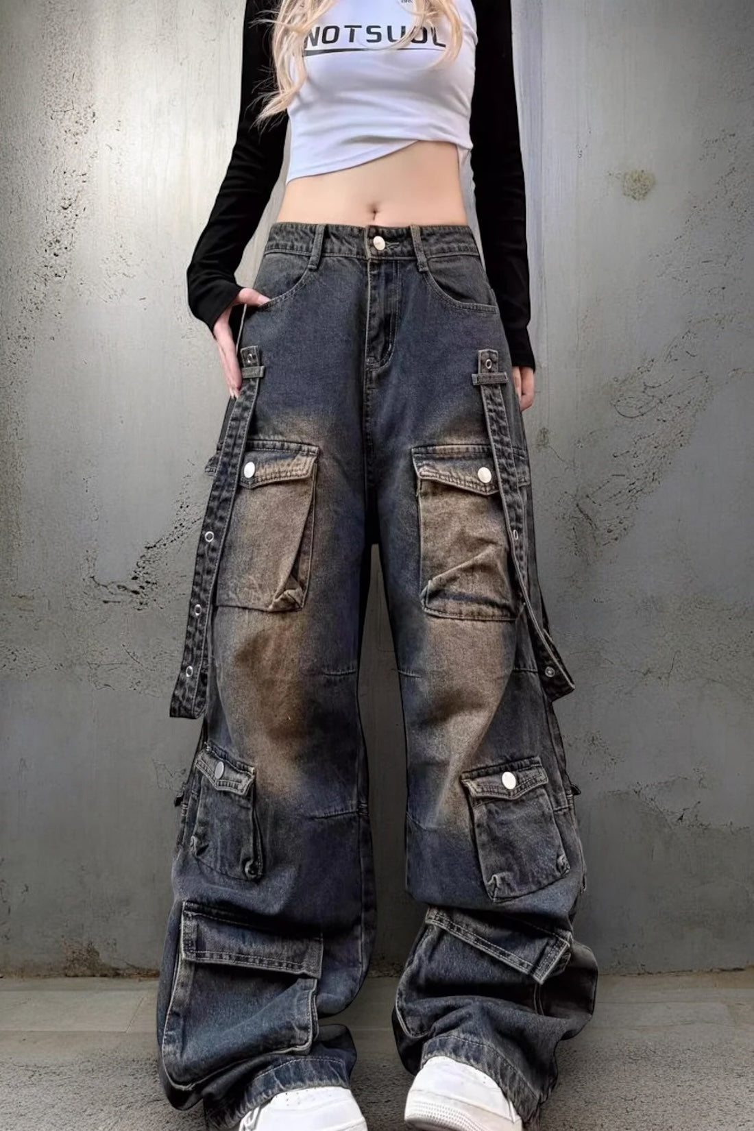 【2color/Unisex】Urban Street Wide Cargo Pants mry001608