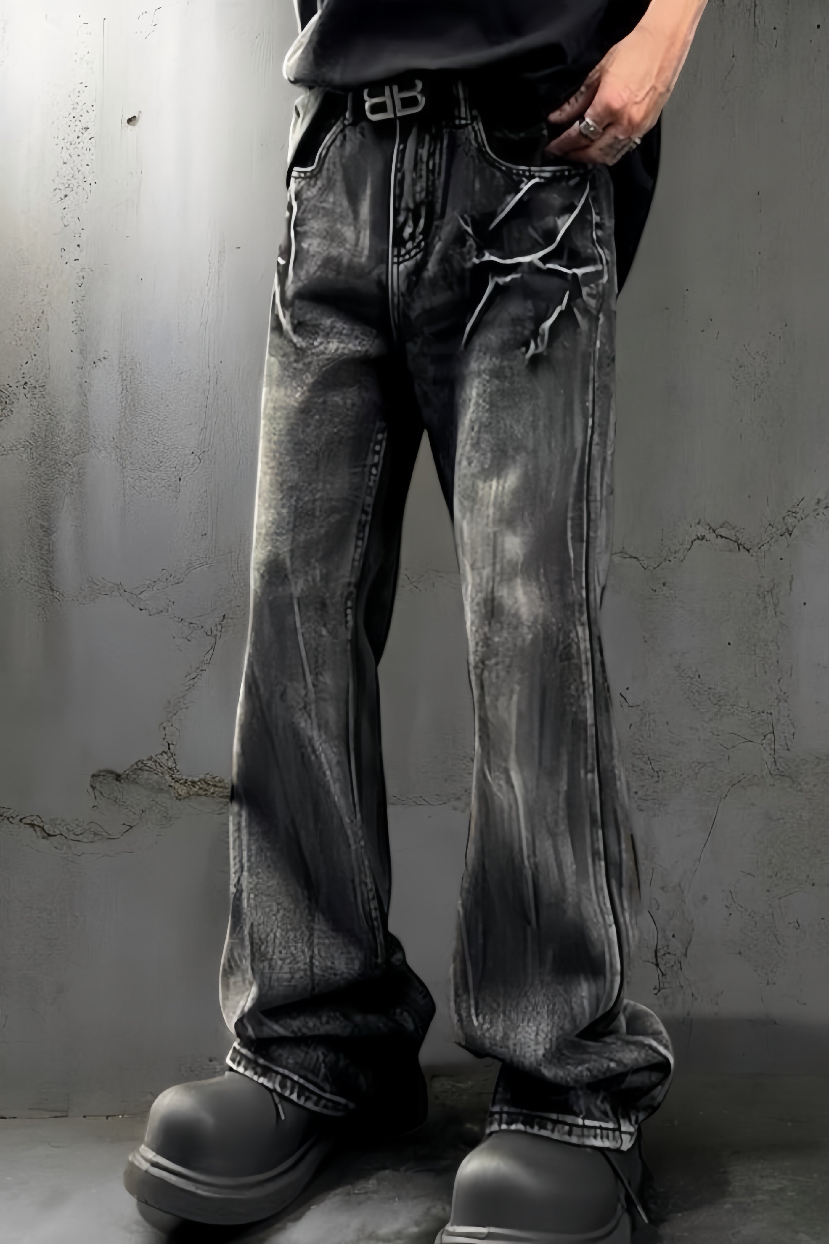 アメリカン 韓国ストリート 韓国カジュアル トレンド ヴィンテージ デニムパンツ mry001317