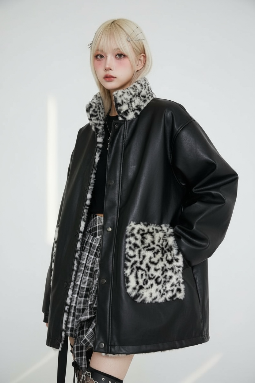 【ベストセラー / ２way】 レオパード柄リバーシブルアウター mry001420