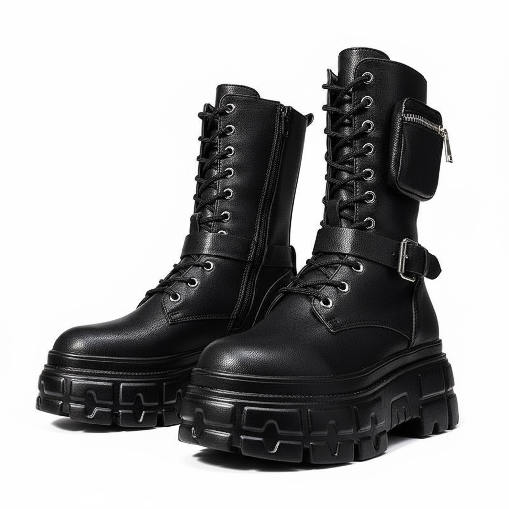 【2color】Utility Pocket Platform Combat Boots mry001670