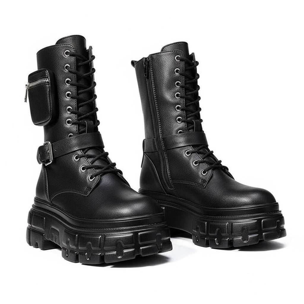 【2color】Utility Pocket Platform Combat Boots mry001670