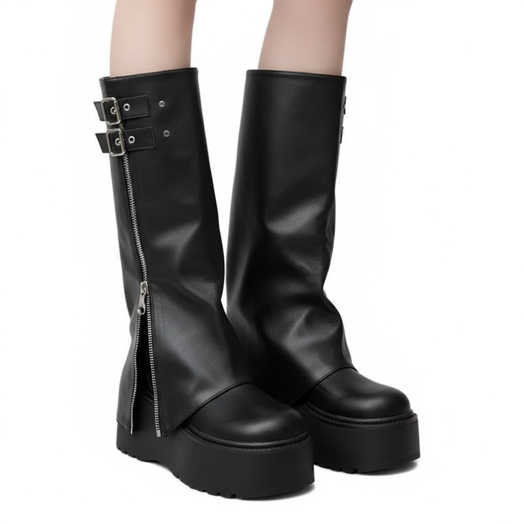 High-Sole Zip Long Boots mry001545
