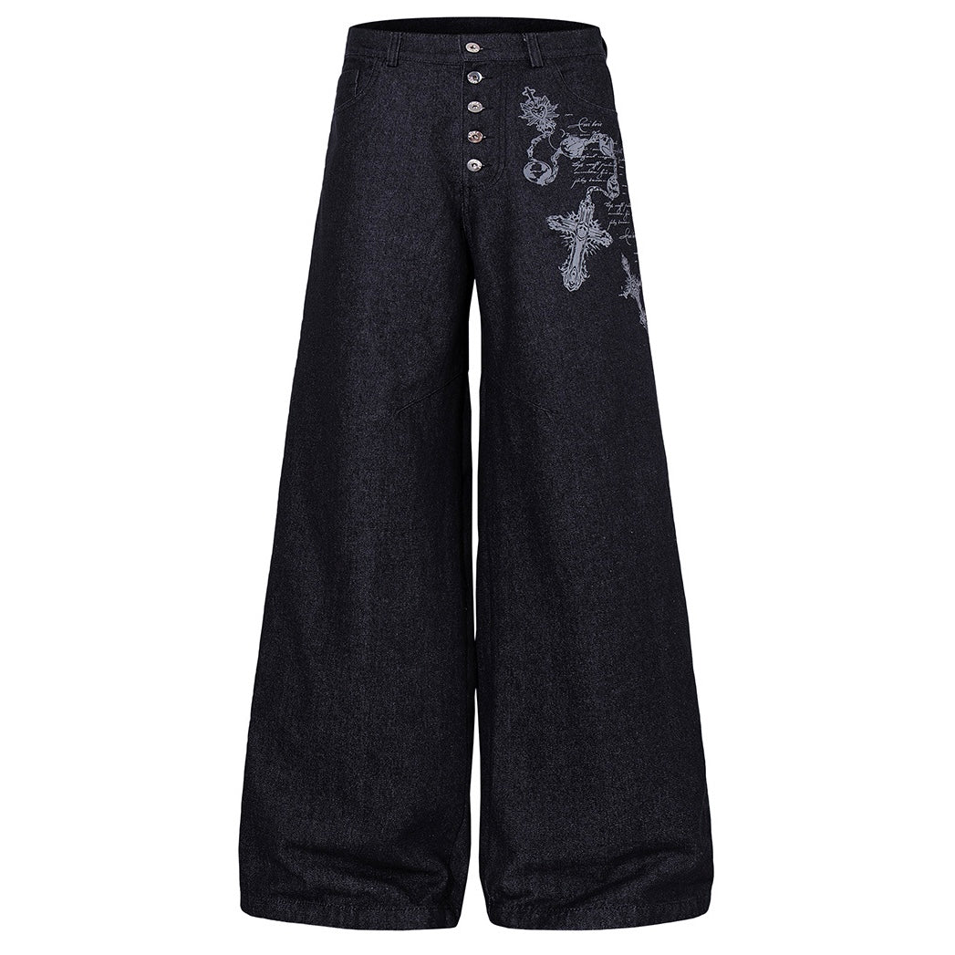 【新作】ゴシッククロス ワイドデニムパンツ mry002697