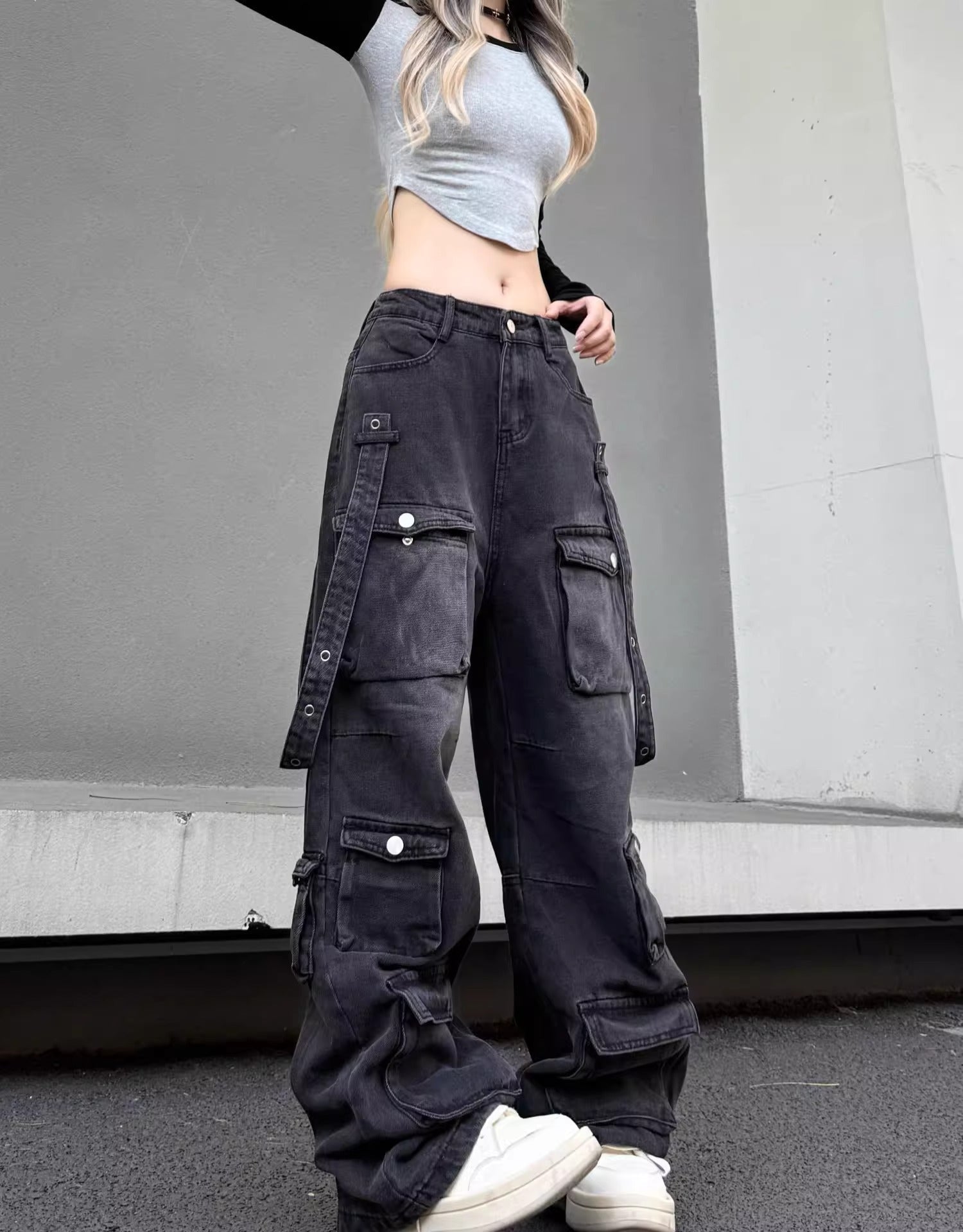 【2color/Unisex】Urban Street Wide Cargo Pants mry001608