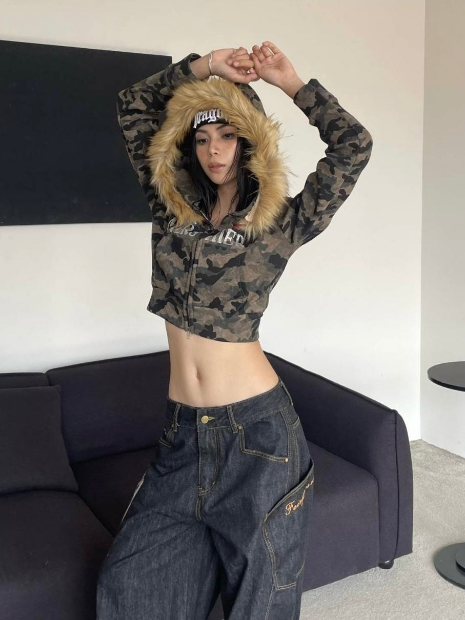 Camo Cozy Fur Jacket mry001638