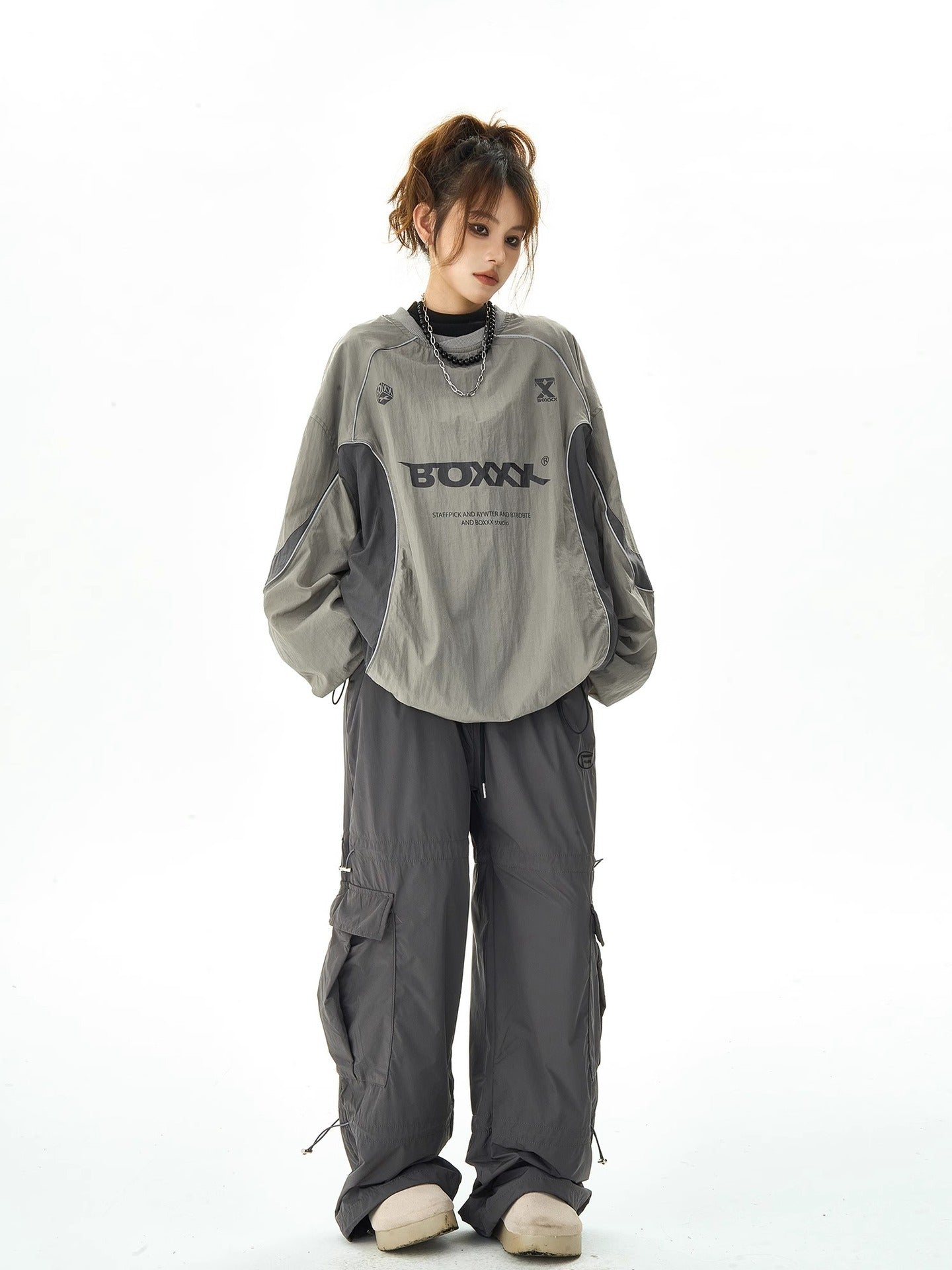 【2color】BOXXX Techwear Oversized Windbreaker mry001627