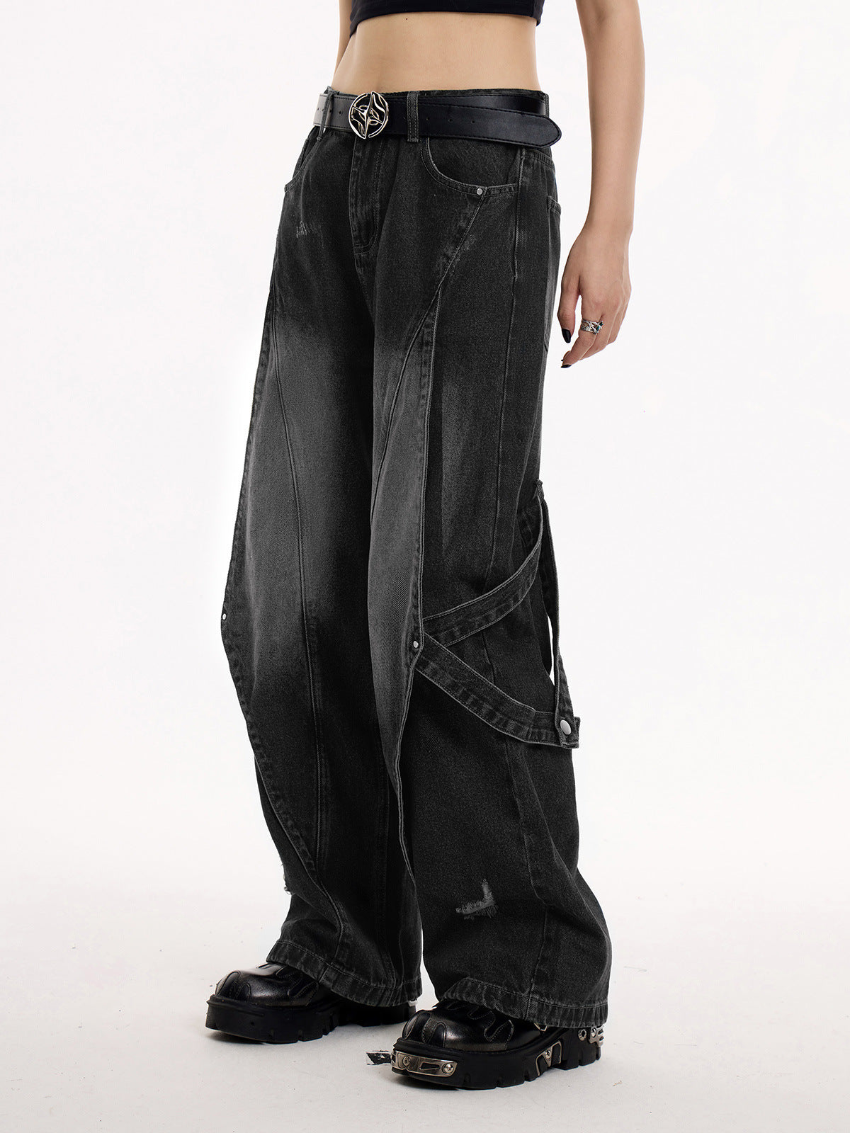 Vintage Washed Wide Denim Pants mry001611