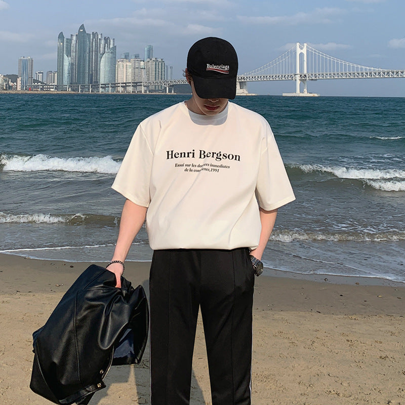 【送料無料】２カラー展開 2023SS モノトーン ロゴ Tシャツ ユニセックス 韓国カジュアル　mry000895