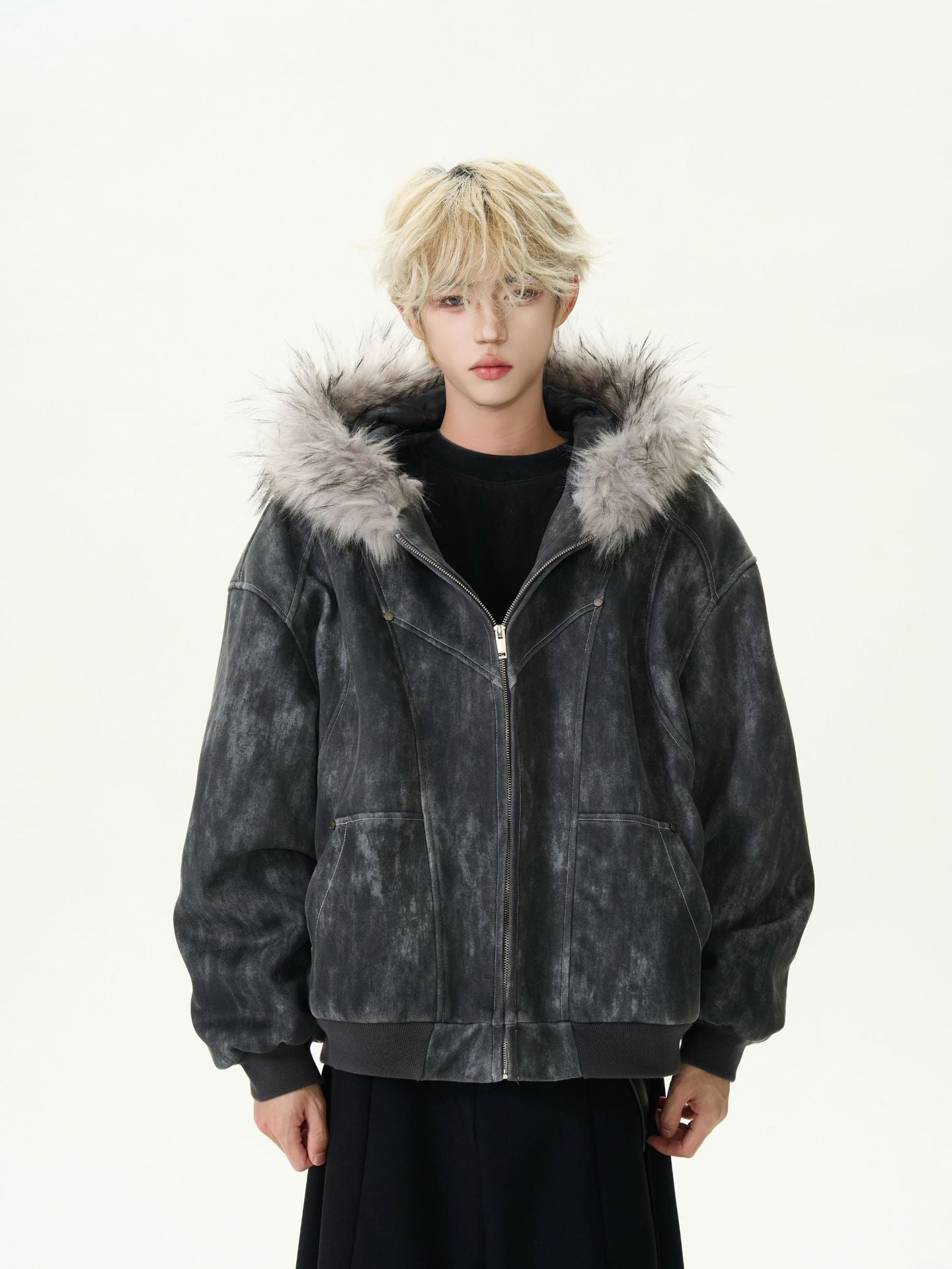 【特別価格/Outer】2color Unisex Edge Line Design Boa Jacket mry001615