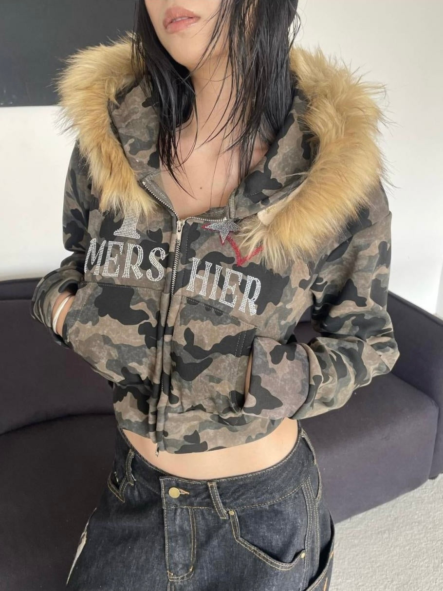 Camo Cozy Fur Jacket mry001638