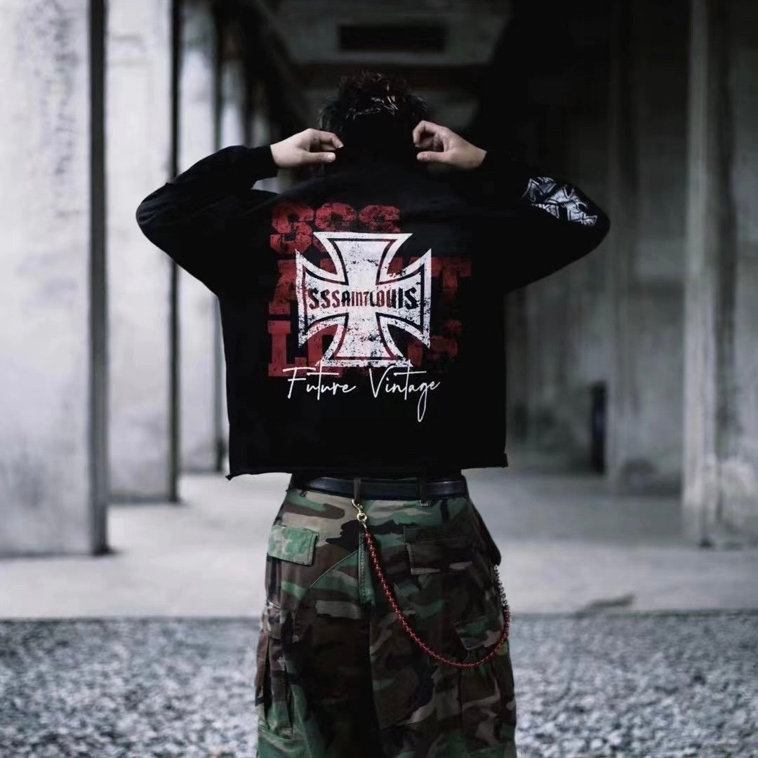 【2color/Hot Item】Cross Motif Long T-Shirt  mry001466