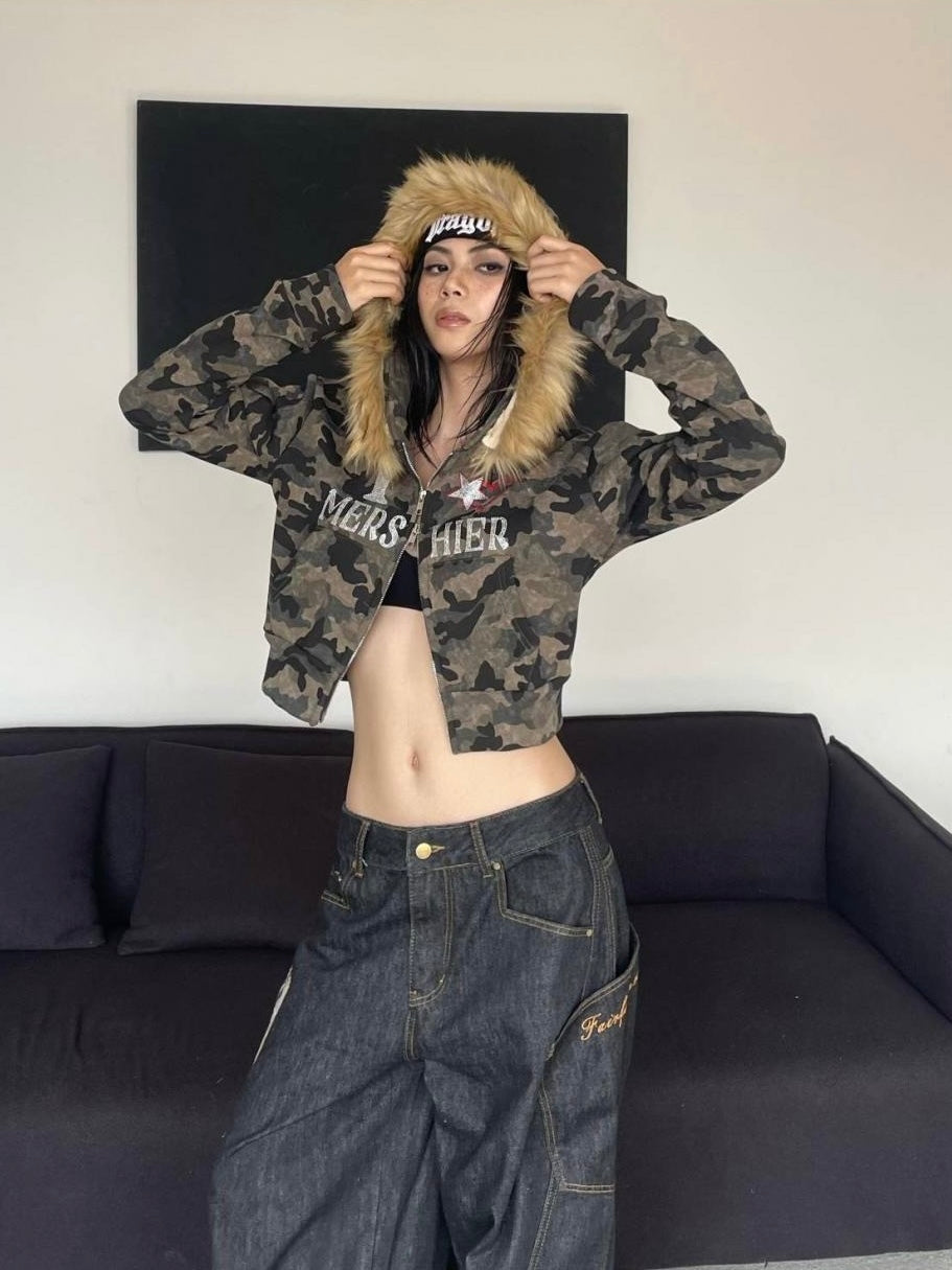 Camo Cozy Fur Jacket mry001638