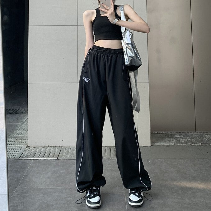 2カラー展開 2023SS ストリート 韓国レトロ デザイン ワイドカジュアル パンツ ボトムス 韓国カジュアル 韓国ストリート   mry000841