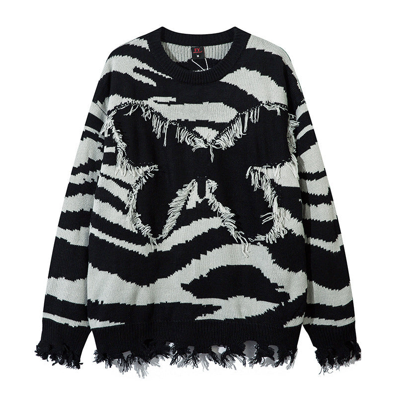【2color】Raw Edge Animal Print Sweater mry001647