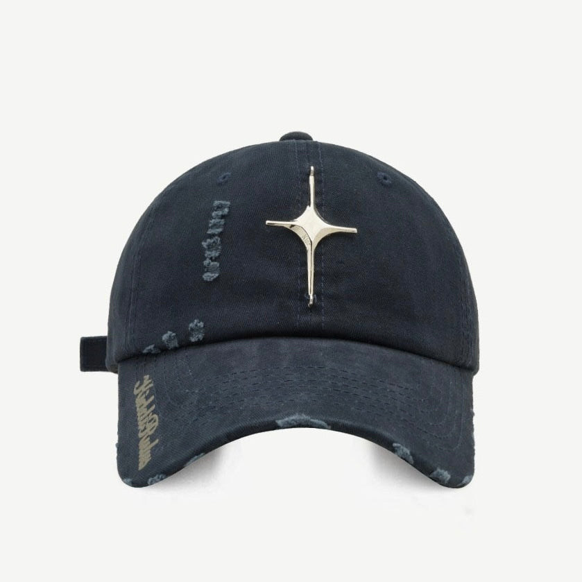 【4color】Distressed Metal-Accent  Cap mry001613