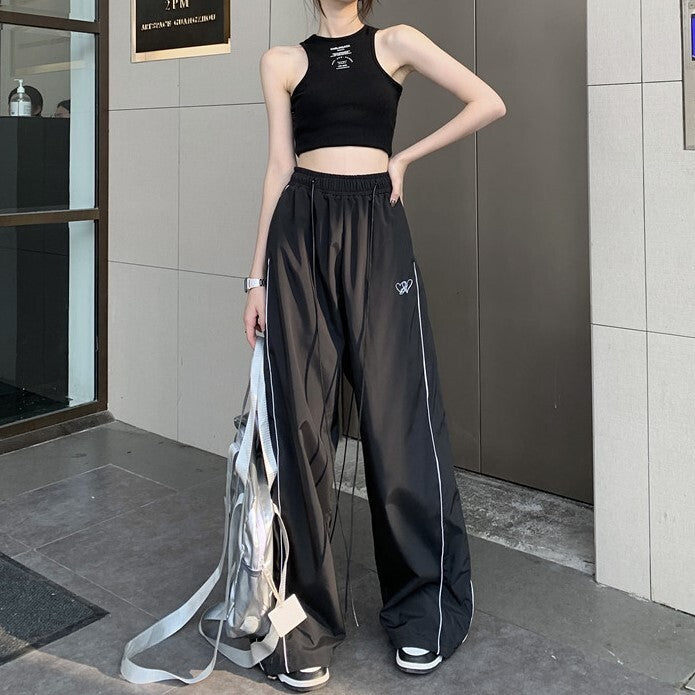 2カラー展開 2023SS ストリート 韓国レトロ デザイン ワイドカジュアル パンツ ボトムス 韓国カジュアル 韓国ストリート   mry000841