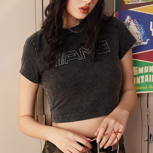 2023SS フロント アルファベット デザイン サマー ルーズ トップス 半袖Tシャツ　mry000845
