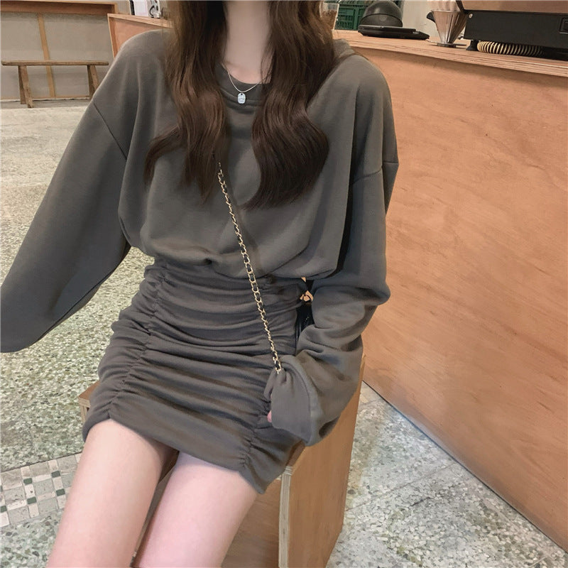 ドロップショルダー　プリーツワンピース　mry000234