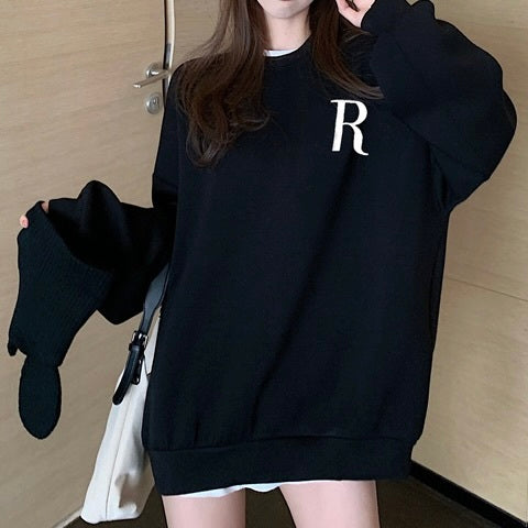 AW ルーズ　Rプリント　ラウンドネック　スウェット　mry000038