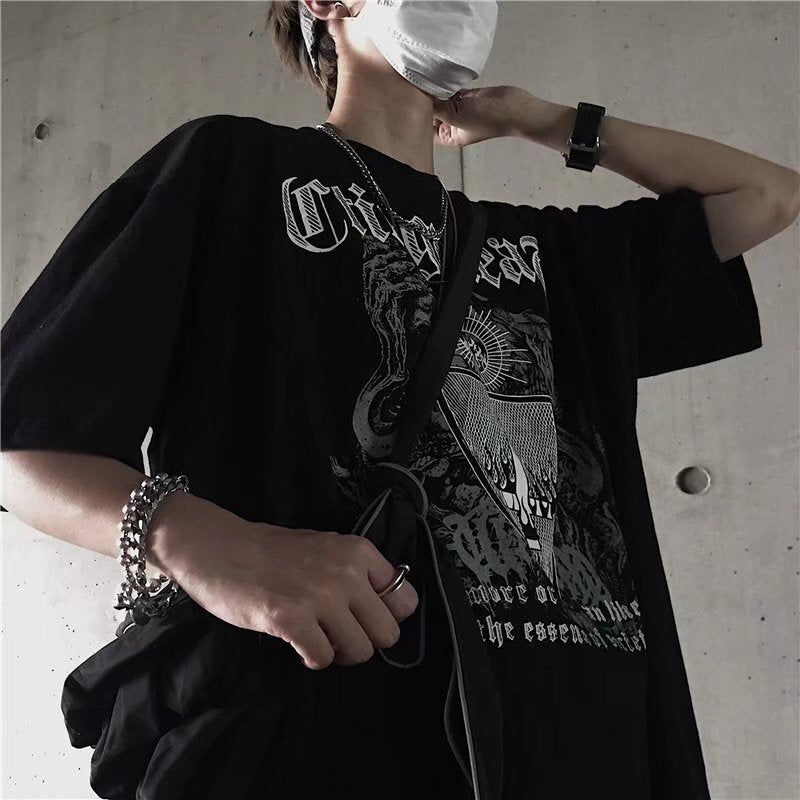 2カラー展開 2023SS ダーク ストリート オールマッチ 半袖 Tシャツ 韓国カジュアル 韓国ストリート　mry000862