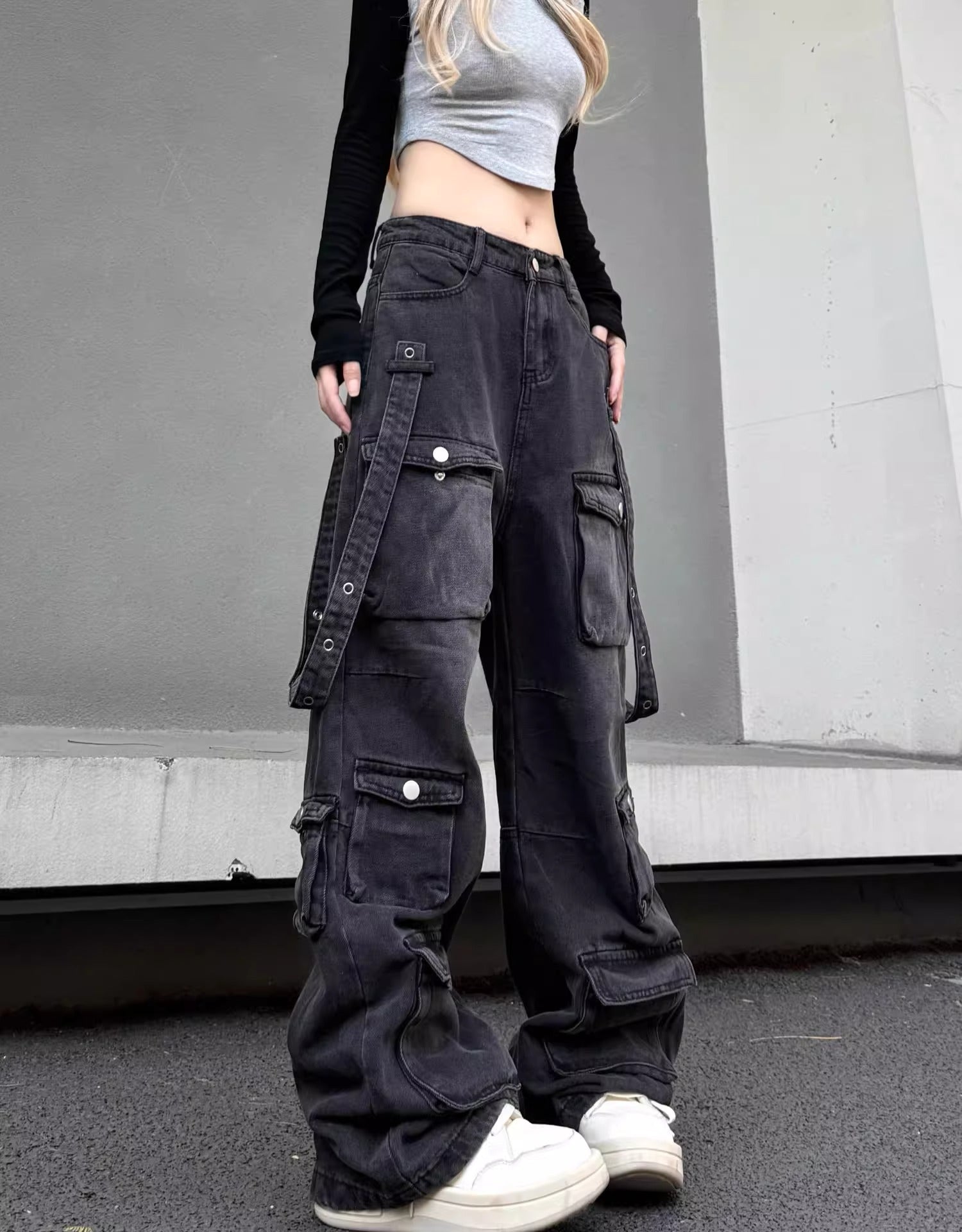 【2color/Unisex】Urban Street Wide Cargo Pants mry001608