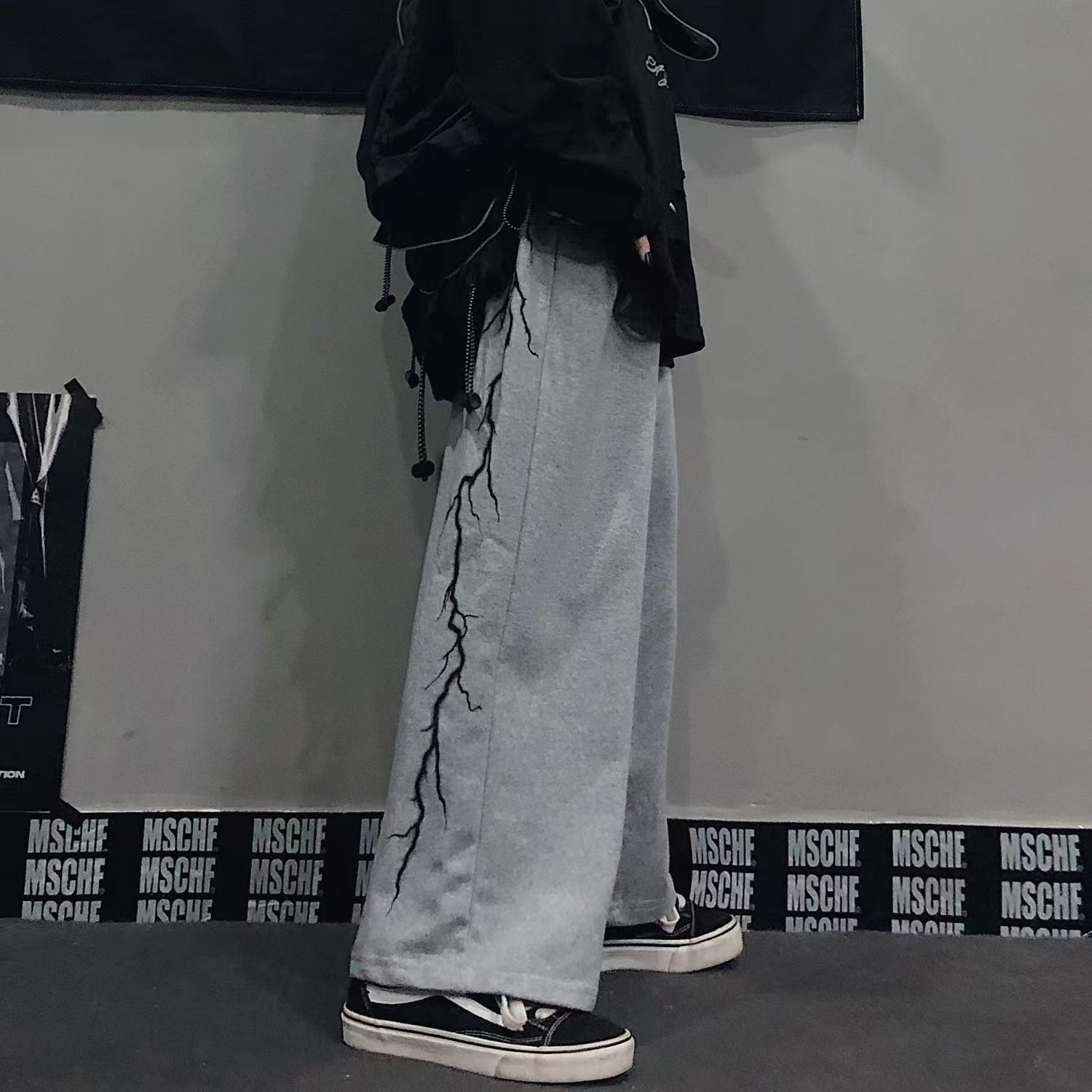 2カラー展開 20023SS インレトロ サンダー プリント ハイストリート ストレート パンツ ユニセックス 韓国ストリート　mry000914