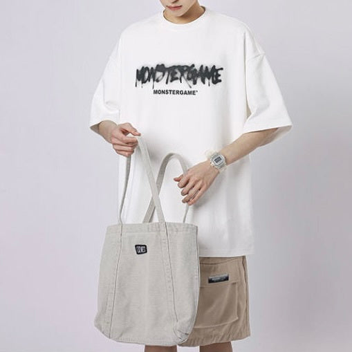 【送料無料】２カラー展開 2023SS オーバーサイズ インク風 ブランド ロゴ プリント 半袖 Tシャツ ユニセックス 韓国ストリート 韓国カジュアル　mry000847