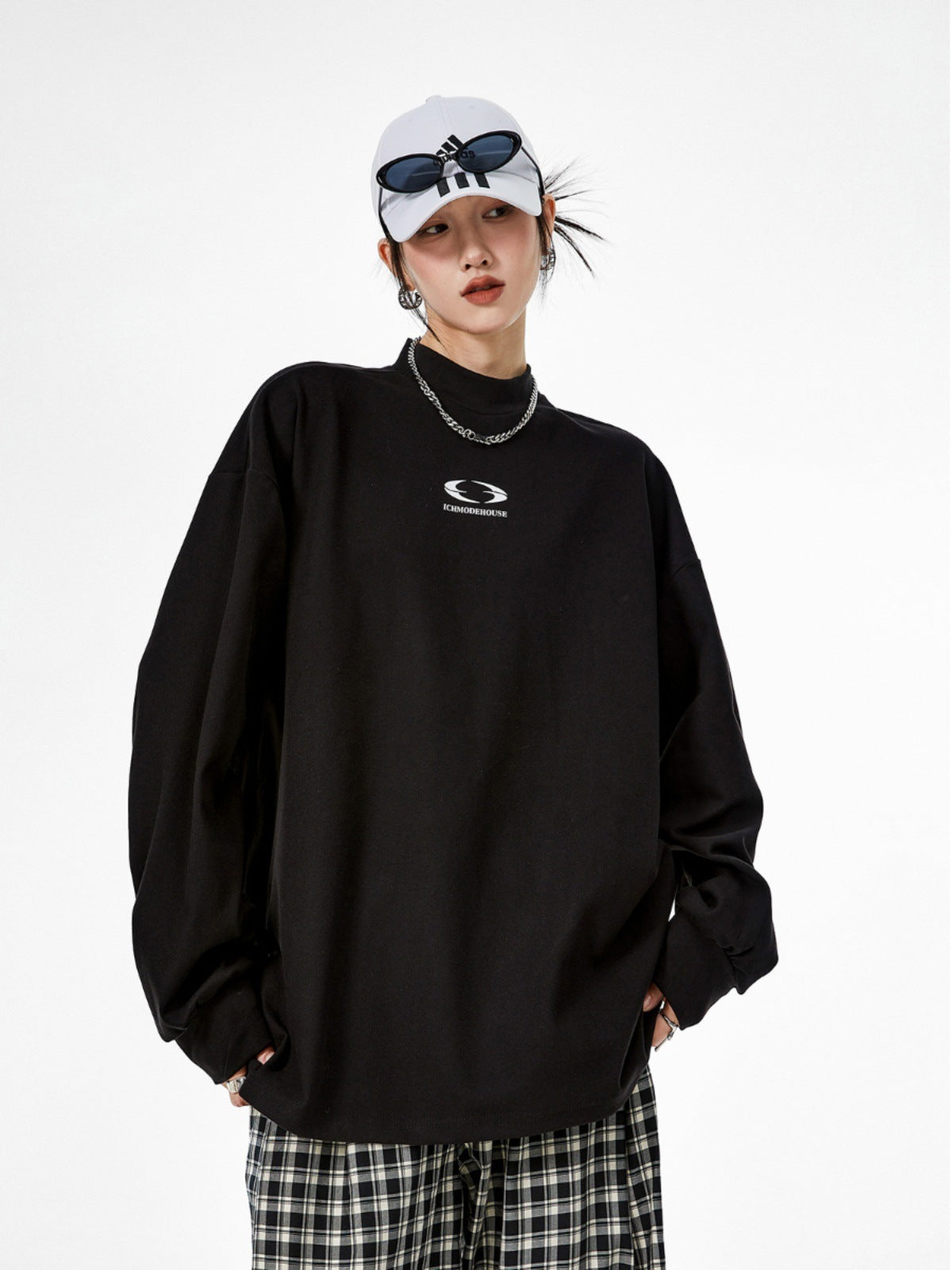 【3color】Monochrome Flow Mock Neck T-shirt mry001618