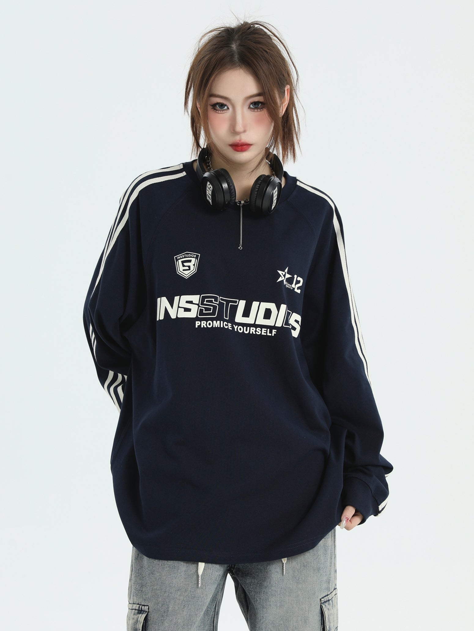 【2color】INSSTUDIOS Oversized Sportswear Sweatshirt mry001623
