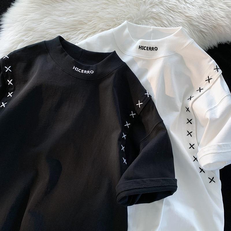 【送料無料】２カラー展開 2023SS バイカラー エンポリオ スケッチ デザイン 半袖 Tシャツ 韓国ストリート 韓国カジュアル　mry000925