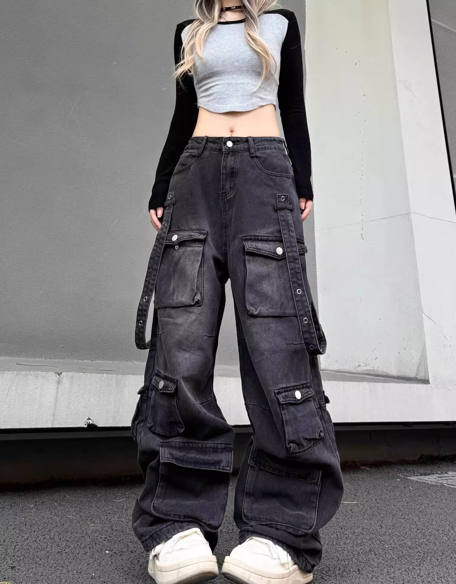 【2color/Unisex】Urban Street Wide Cargo Pants mry001608