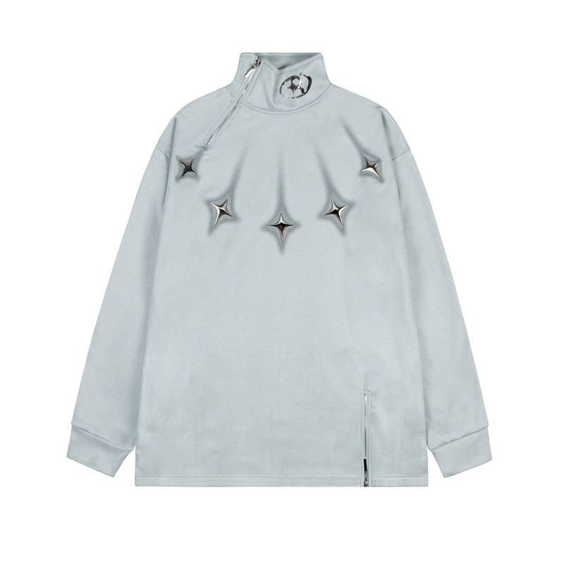 【特別価格 / 2color】Unisex Half-zip tops with diagonal design　mry001591