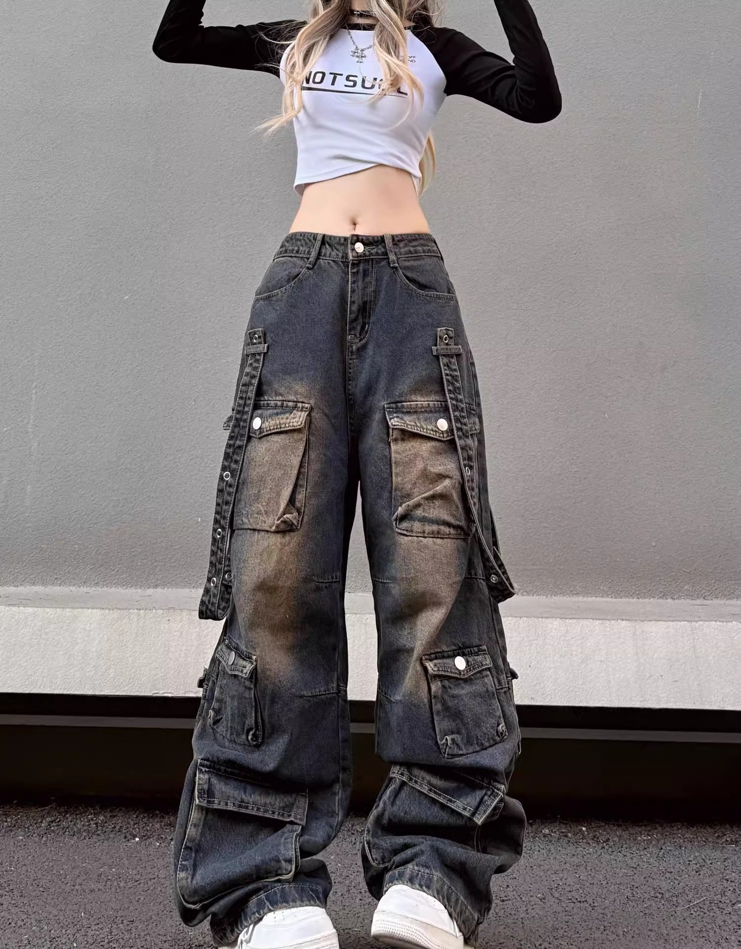 【2color/Unisex】Urban Street Wide Cargo Pants mry001608