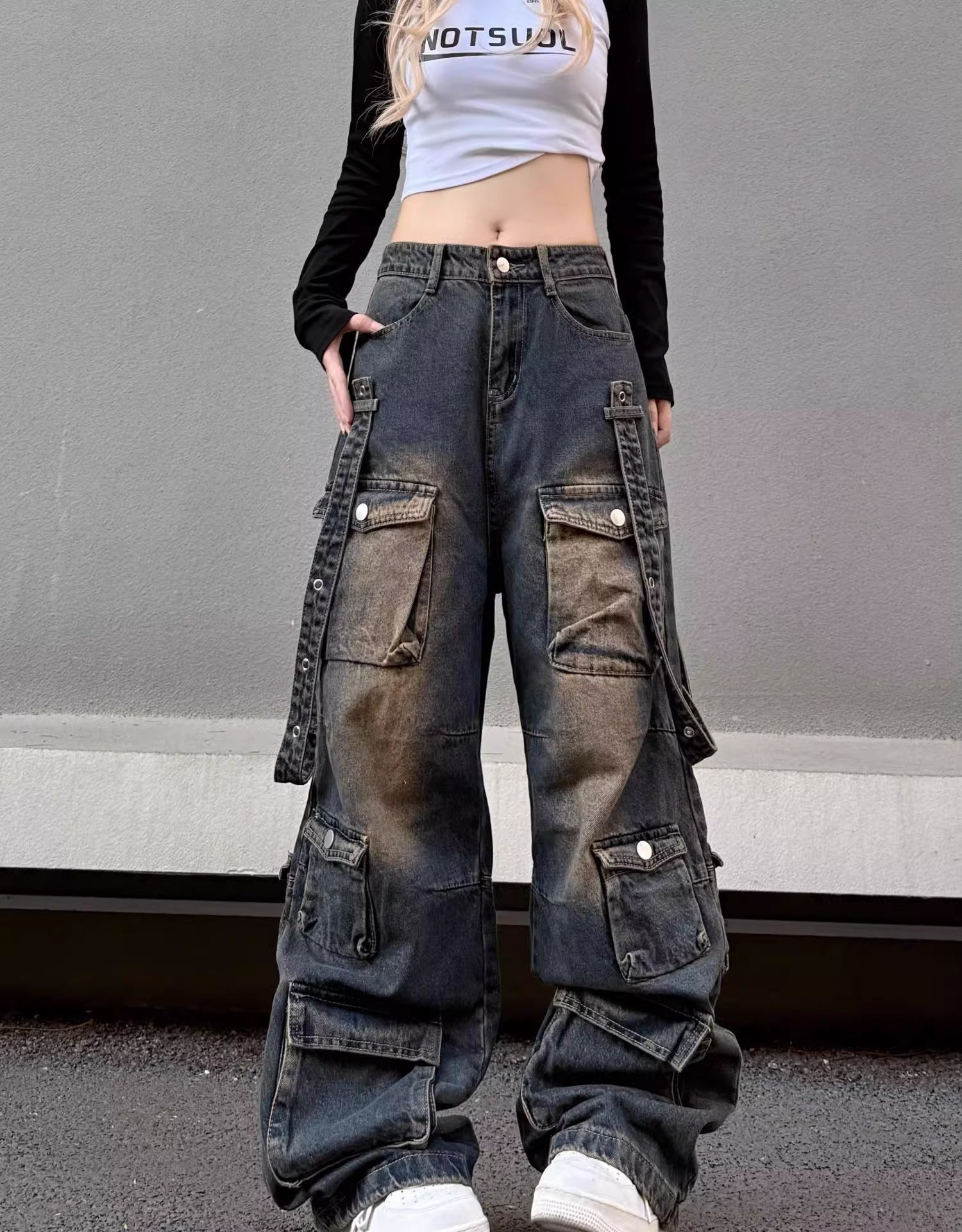 【2color/Unisex】Urban Street Wide Cargo Pants mry001608