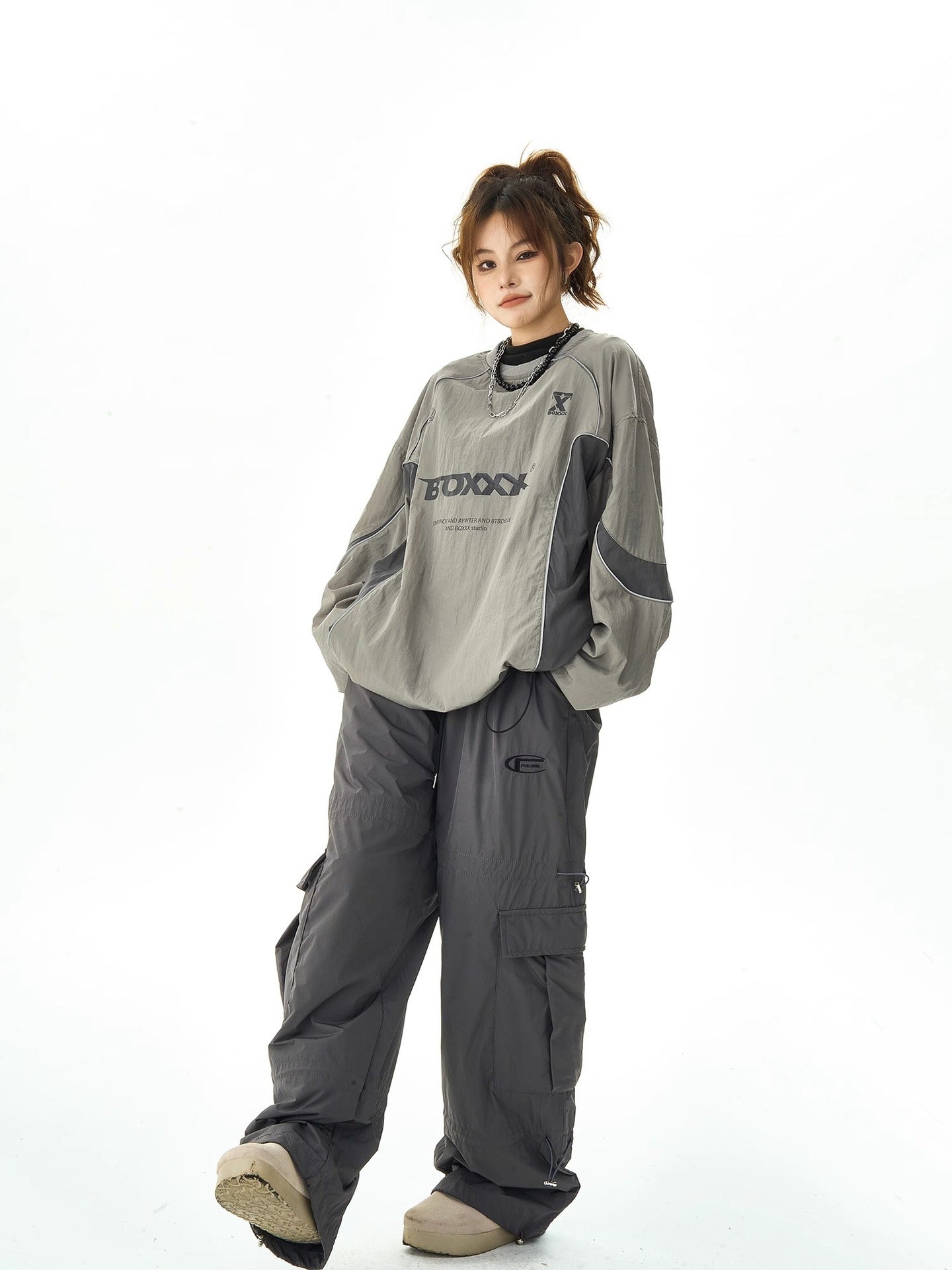 【2color】BOXXX Techwear Oversized Windbreaker mry001627