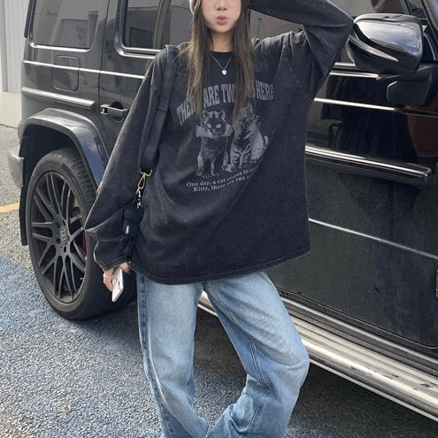 韓国カジュアル 韓国デザイン 韓国ストリート ロングスリーブTシャツ mry001085
