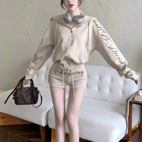【Orchid】セットアップ ジッパーパーカー ショートパンツ mry001519