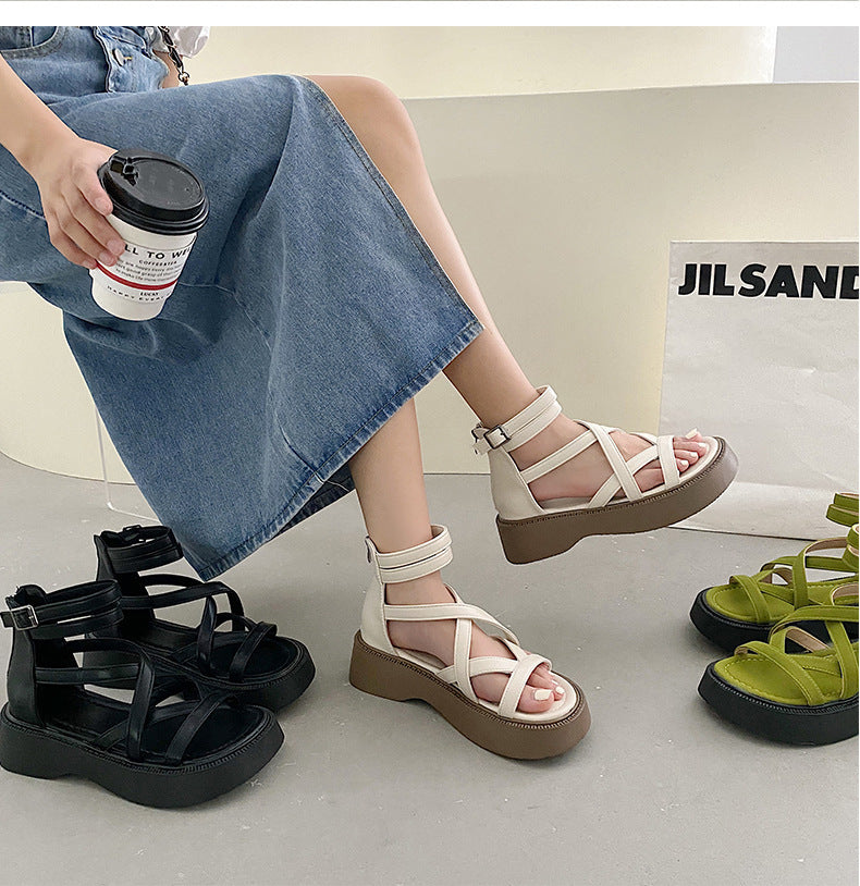 厚底　丸トゥ　網おろし　サンダル　mry000194