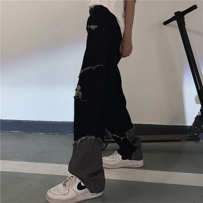 ダメージ　ワイド　ストリートパンツ　ユニセックス　mry000018
