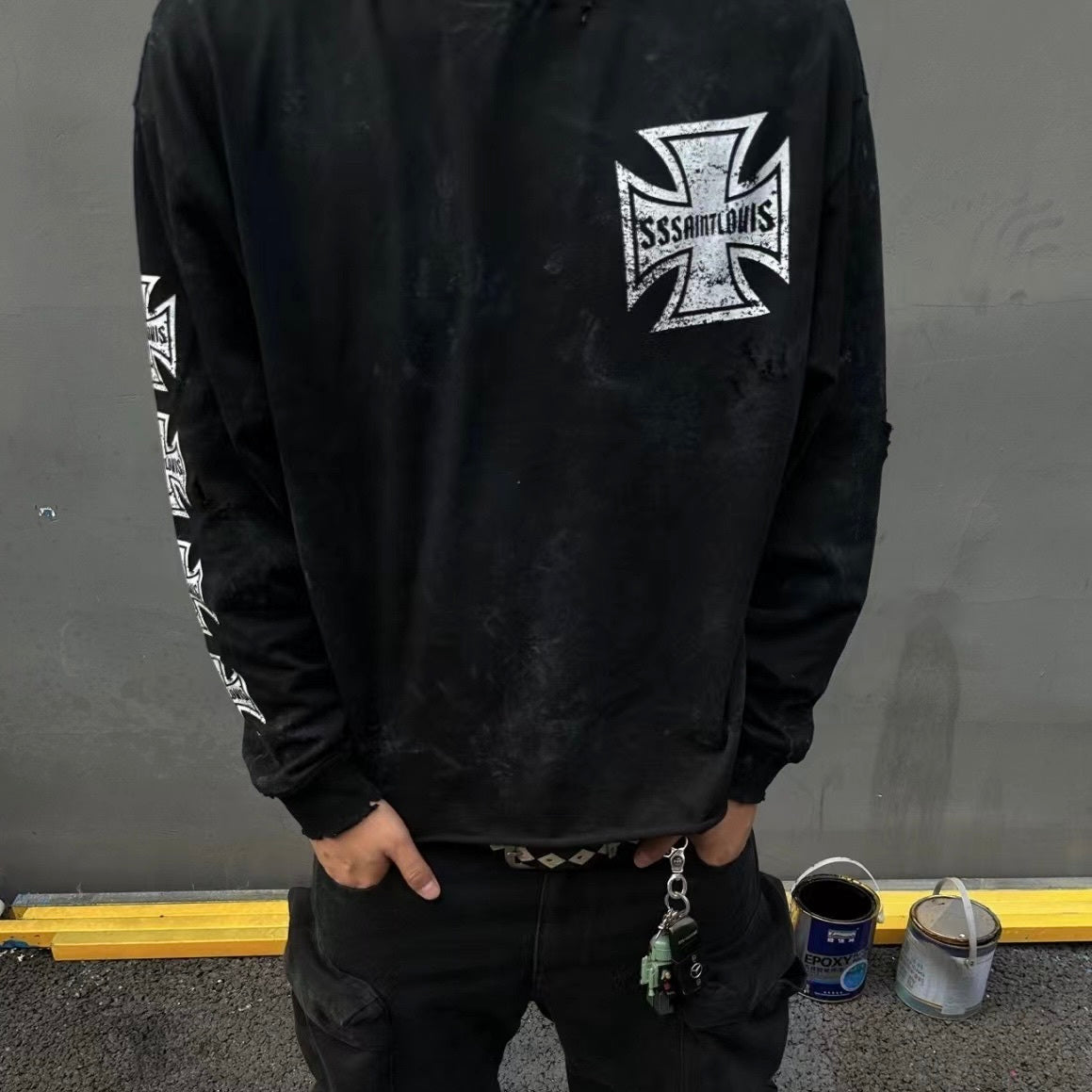 【2color/Hot Item】Cross Motif Long T-Shirt  mry001466