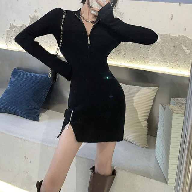 【DOPE GIRL】2カラー展開 ジッパーワンピース mry001520