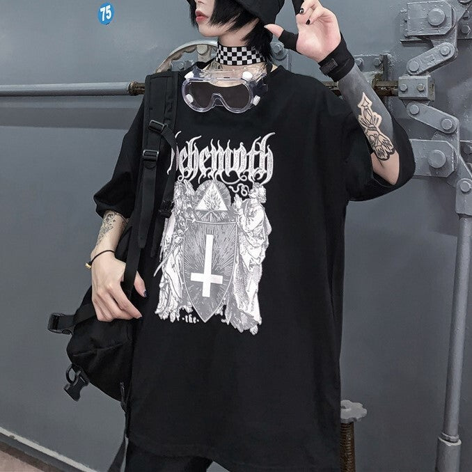 2023SS 韓スト ブラック 半袖 Tシャツ クロスデザイン 韓国ストリート 韓国モード   mry000853