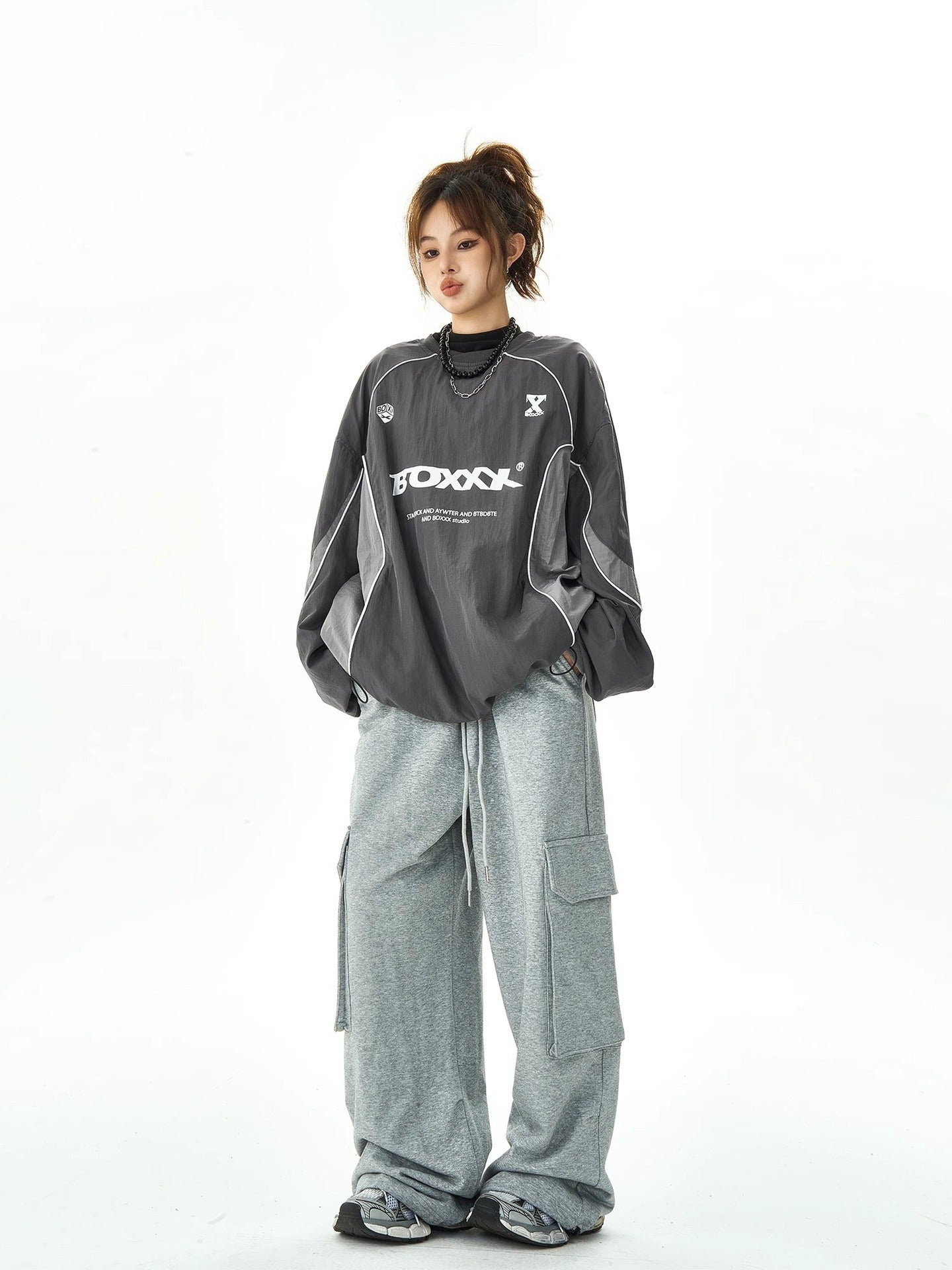 【2color】BOXXX Techwear Oversized Windbreaker mry001627