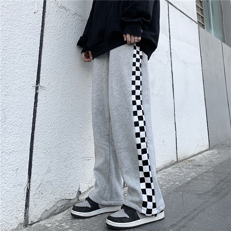 チェックライン　ワイドレッグ　パンツ　mry000171