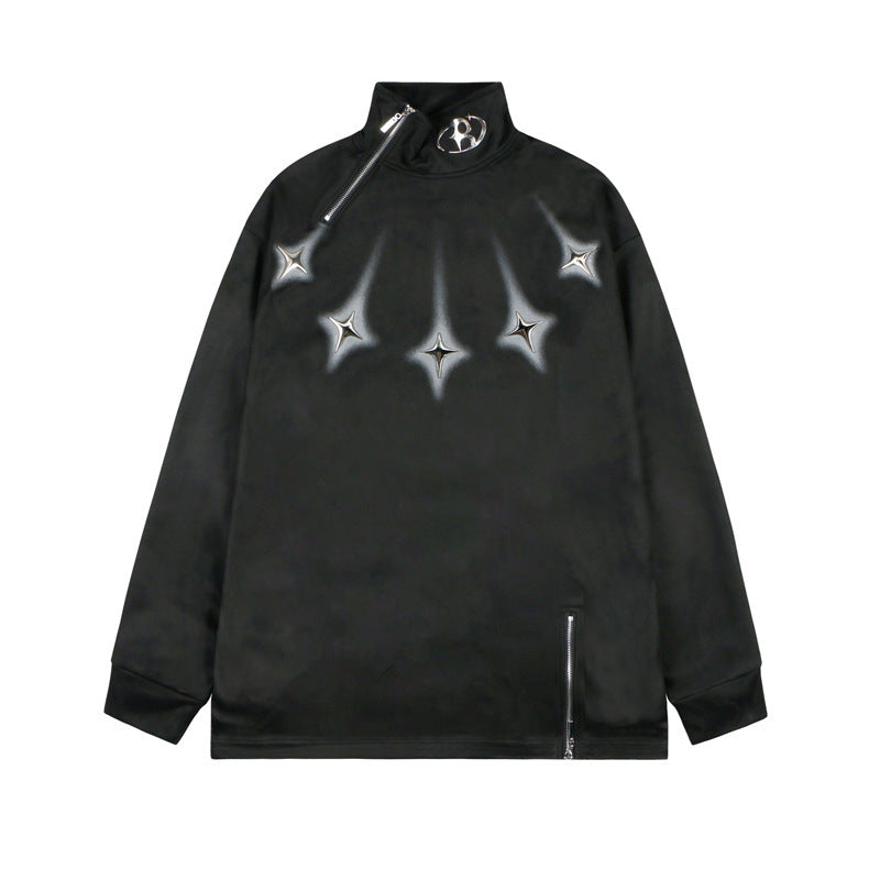 【特別価格 / 2color】Unisex Half-zip tops with diagonal design　mry001591