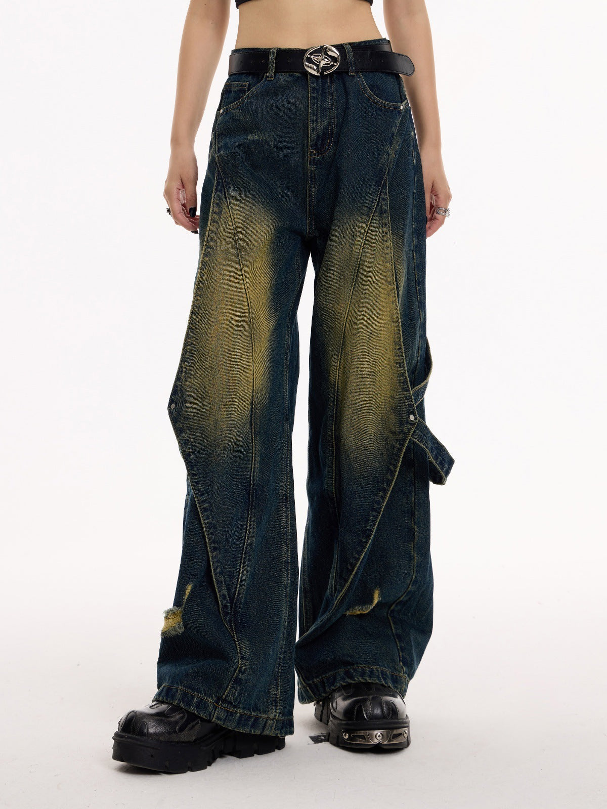 Vintage Washed Wide Denim Pants mry001611